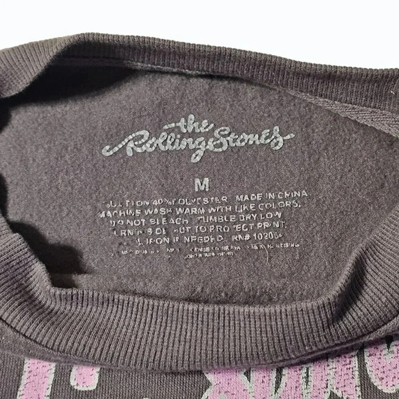 The Rolling Stones Lips Grey Crewneck Long Sleeve Sweatshirt Size Medium - Picture 4 of 10